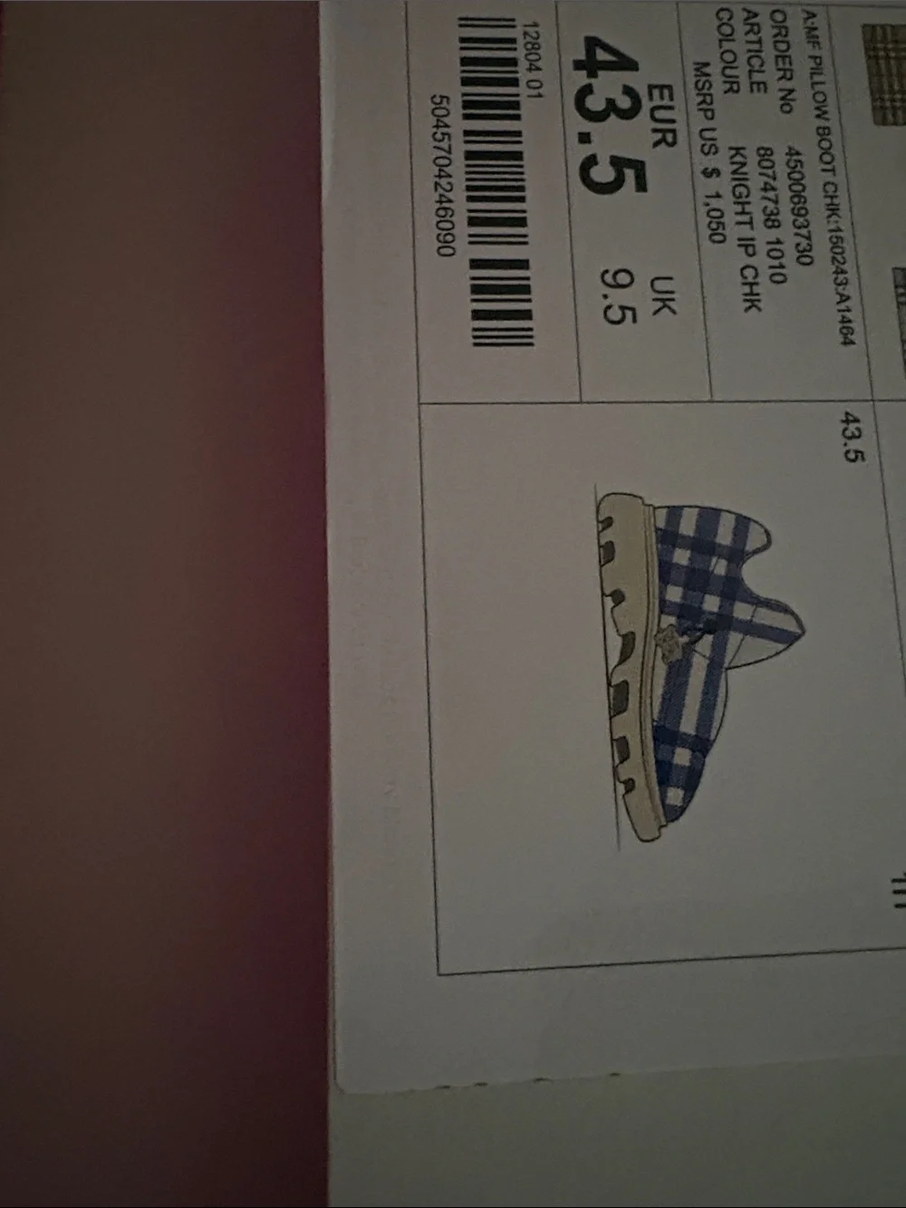 Burberry Mens Blue and White Gingham Sneakers